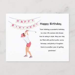 Golf Frau Golferin spielt Golf Postkarte