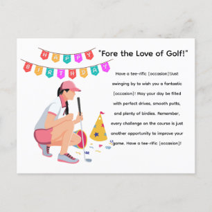 Golf Frau Golferin spielt Golf Postkarte