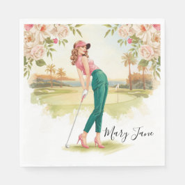 Golf Frau Golfspielerin auf Golfplatz Serviette