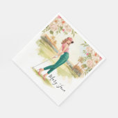 Golf Frau Golfspielerin auf Golfplatz Serviette (Ecke)