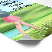 Golf-Frau spielt Golf Aquarell Poster (Ecke)