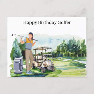 Golf-Frau spielt Golf Birthday Golfer Card Feiertagspostkarte