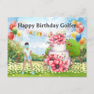 Golf-Frau spielt Golf Birthday Golfer Card Postkarte