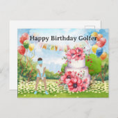 Golf-Frau spielt Golf Birthday Golfer Card Postkarte (Vorne/Hinten)