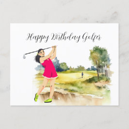 Golf-Frau spielt Golf Birthday Golfer Card Postkarte