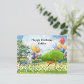 Golf-Frau spielt Golf Birthday Golfer Card Postkarte (Stehend Vorderseite)