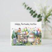 Golf-Frau spielt Golf Birthday Golfer Card Postkarte (Stehend Vorderseite)