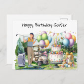Golf-Frau spielt Golf Birthday Golfer Card Postkarte (Vorne/Hinten)