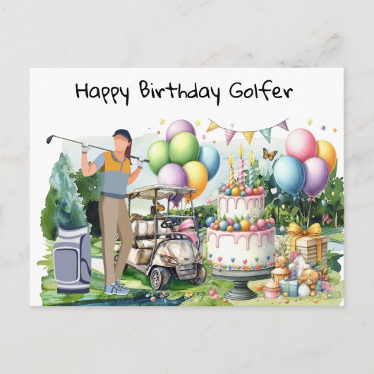Golf-Frau spielt Golf Birthday Golfer Card Postkarte (Vorderseite)