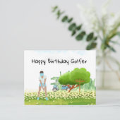 Golf-Frau spielt Golf Birthday Golfer Card Postkarte (Stehend Vorderseite)