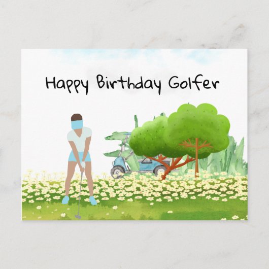 Golf-Frau spielt Golf Birthday Golfer Card Postkarte (Vorderseite)