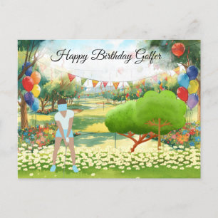 Golf-Frau spielt Golf Birthday Golfer Card Postkarte