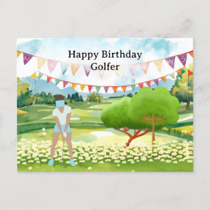 Golf-Frau spielt Golf Birthday Golfer Card Postkarte