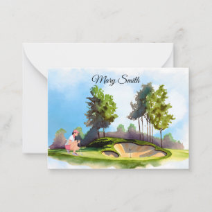 Golf-Frau spielt Golf Mitteilungskarte