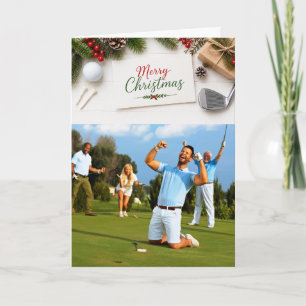 Golf Frohe Weihnachten Familienfoto Urlaub Karte