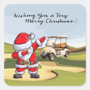 Golf Frohe Weihnachten mit dem Santa Rite Golfwage Quadratischer Aufkleber