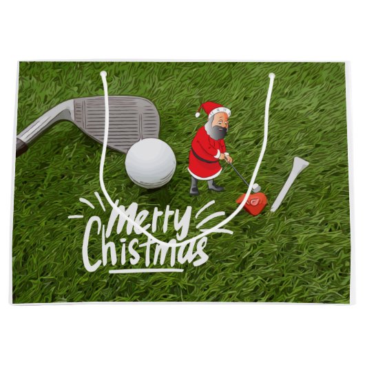 Golf Frohe Weihnachten mit dem Weihnachtsmann auf  Große Geschenktüte (Vorderseite)