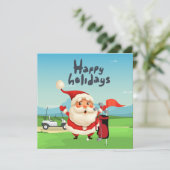 Golf Frohe Weihnachten mit dem Weihnachtsmann auf Karte (Stehend Vorderseite)