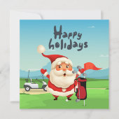 Golf Frohe Weihnachten mit dem Weihnachtsmann auf Karte (Vorderseite)