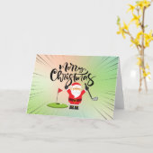 Golf Frohe Weihnachten mit dem Weihnachtsmann beim Karte (Gelbe Blume)