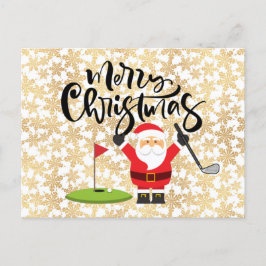 Golf Frohe Weihnachten mit dem Weihnachtsmann beim Postkarte