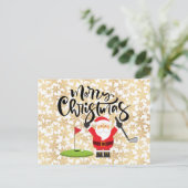 Golf Frohe Weihnachten mit dem Weihnachtsmann beim Postkarte (Stehend Vorderseite)