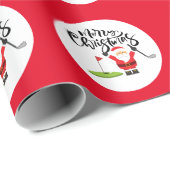 Golf Frohe Weihnachten mit dem Weihnachtsmann Golf Geschenkpapier (Rolleneckpunkt)
