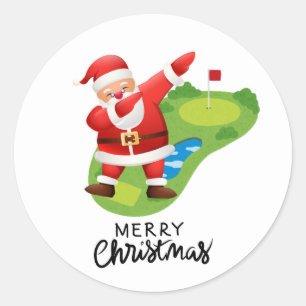 Golf Frohe Weihnachten mit dem Weihnachtsmann Golf Runder Aufkleber