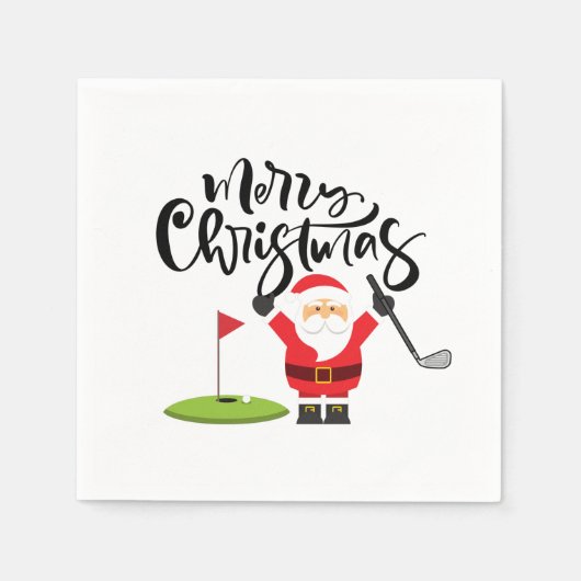 Golf Frohe Weihnachten mit dem Weihnachtsmann Golf Serviette (Vorderseite)