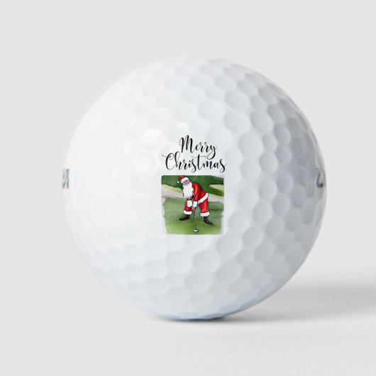 Golf Frohe Weihnachten mit dem Weihnachtsmann Golfball (Vorderseite)