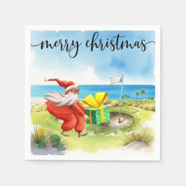 Golf Frohe Weihnachten mit dem Weihnachtsmann Serviette