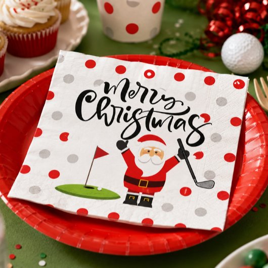 Golf Frohe Weihnachten mit dem Weihnachtsmann Serviette