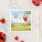 Golf Frohe Weihnachten mit dem Weihnachtsmann Serviette (Beispiel)