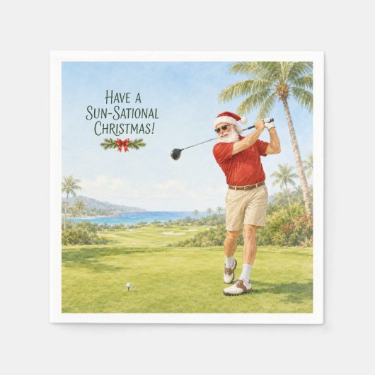 Golf Frohe Weihnachten mit dem Weihnachtsmann Serviette (Vorderseite)