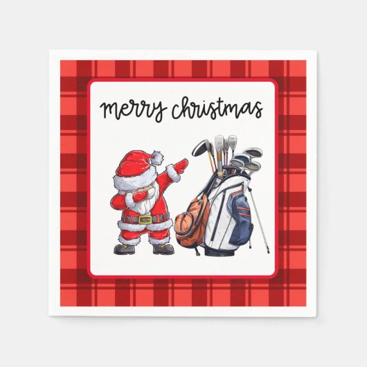 Golf Frohe Weihnachten mit dem Weihnachtsmann Serviette (Vorderseite)