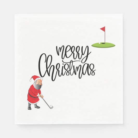Golf Frohe Weihnachten mit dem Weihnachtsmann und  Serviette (Vorderseite)