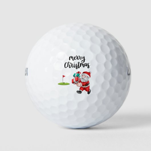 Golf Frohe Weihnachten mit dem Weihnachtsmann unte Golfball (Vorderseite)