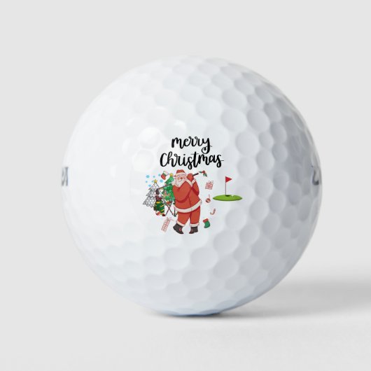 Golf Frohe Weihnachten mit dem Weihnachtsmann unte Golfball (Vorderseite)