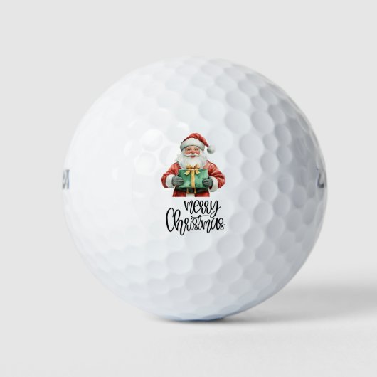 Golf Frohe Weihnachten mit dem Weihnachtsmann unte Golfball (Vorderseite)