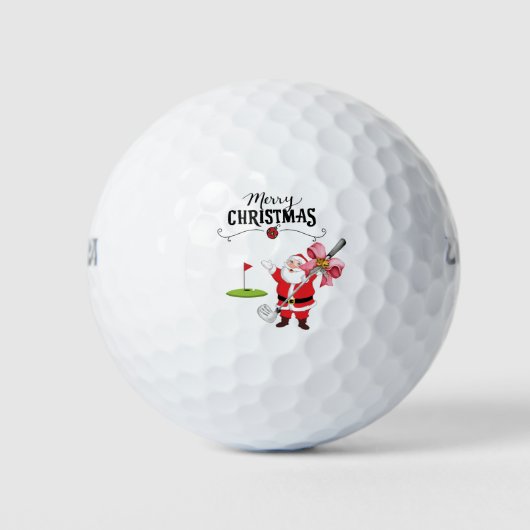 Golf Frohe Weihnachten mit dem Weihnachtsmann unte Golfball (Vorderseite)