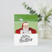 Golf Frohe Weihnachten mit dem Weihnachtsmann unte Postkarte (Stehend Vorderseite)
