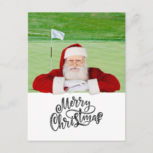 Golf Frohe Weihnachten mit dem Weihnachtsmann unte Postkarte (Vorderseite)
