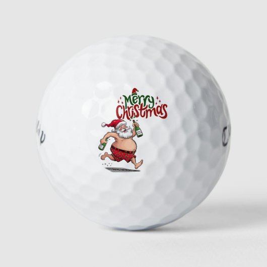 Golf Frohe Weihnachten mit dem Weihnachtsmann zum  Golfball (Vorderseite)