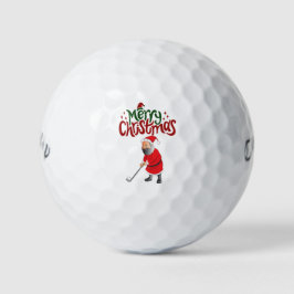 Golf Frohe Weihnachten mit dem Weihnachtsmann zum Golfball