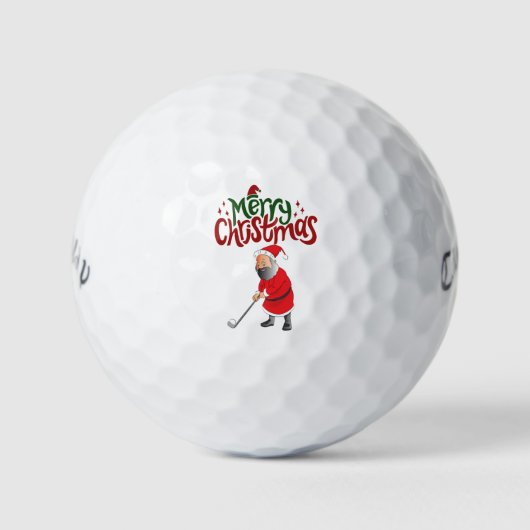 Golf Frohe Weihnachten mit dem Weihnachtsmann zum  Golfball (Vorderseite)