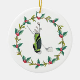 Golf Frohe Weihnachten mit Glastasche und Kranz Keramik Ornament