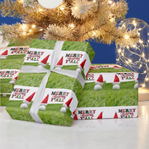 Golf Frohe Weihnachten mit Golf Ball Weihnachtsman Geschenkpapier