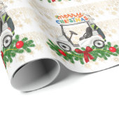 Golf Frohe Weihnachten mit Golf Cart auf dem Grüne Geschenkpapier (Rolleneckpunkt)