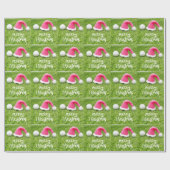 Golf Frohe Weihnachten mit Golfball auf Grün Geschenkpapier (Flach)