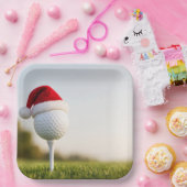 Golf Frohe Weihnachten mit Golfball mit Santa-Hut Pappteller (Party)